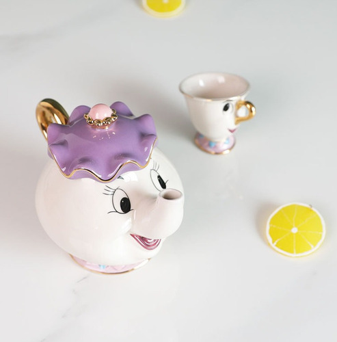 Juego De Tazas De Cerámica Con Tetera De La Bella Y La Besti