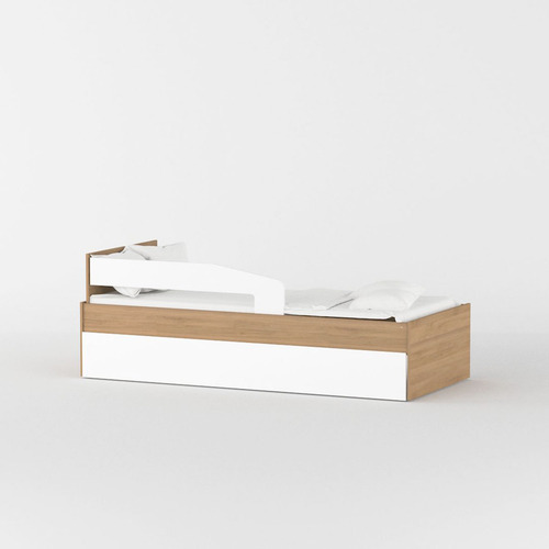 Cama Individual Para Dormitorio Linnea En Tableros Laminados Color Serrano