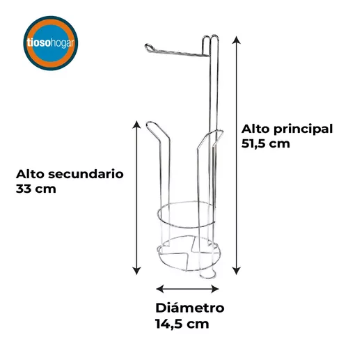 Porta Rollo De Pie Para Papel Higienico Cromado Baño Alto