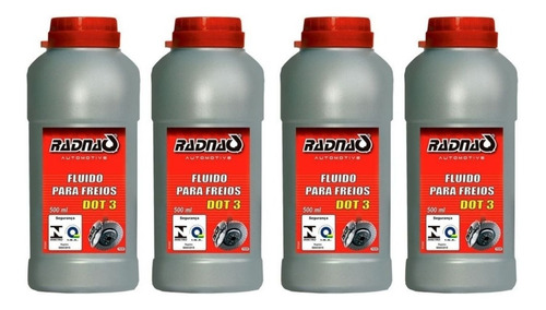 Kit Com 4 Fluidos Freio Radnaq Dot 3 500ml Radnaq