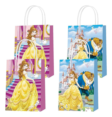 ~? 16 Pcs Princess Belle Party Bolsas De Regalo De Papel, 2 