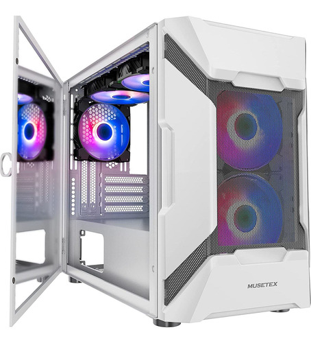 Musetex Mesh Micro Atx Tower Case Con 4 Ventiladores Argb Pr