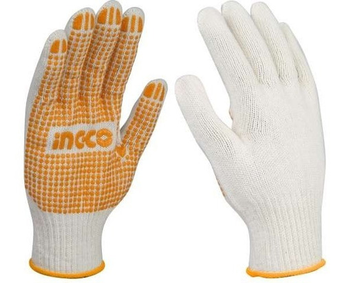 Guantes Algodón Pvc Punto 1 Cara T10 Ingco Hgvk05