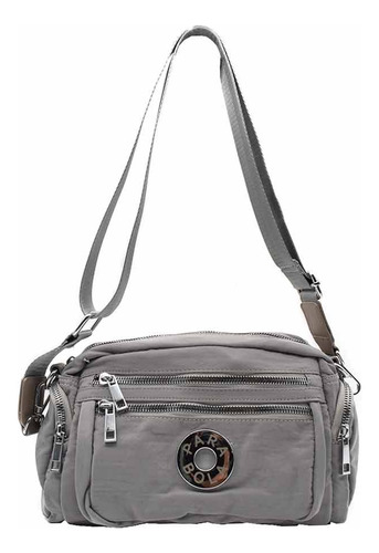 Bandolera Mujer Urbana Nylon Multifunción Correa Ajustable Gris Lisa Níquel Gris