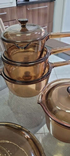 Conjunto De Panelas De Vidro Vision Com 8 Peças Raridade. (Usado)