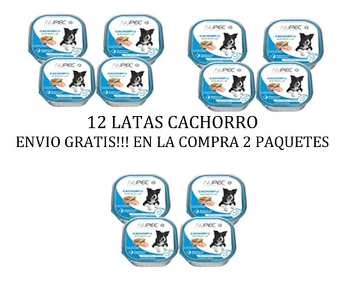 12 Latas Nupec Alimento Humedo Para Cachorro Lata 100grs C/u