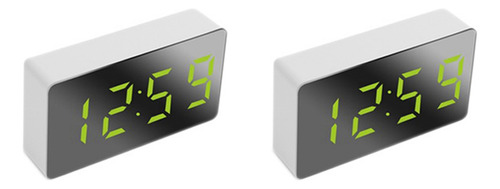 2x Despertador De Mesa, Espelho Digital, Led, Temperatura, C