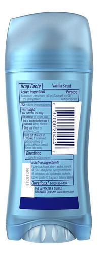 Secret Invisible antitranspirante y desodorante sólido aroma a vainilla 73mL