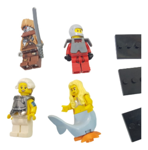 Lego 4 Figuras (4cm Aprox.) Con 3 Bases Negras.