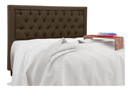  Cabeceira de cama Simbal Baronesa King 195cm x 127cm Couro marrom-chocolate