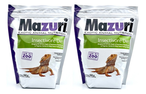 Alimento Para Reptiles Insectívoros Mazuri 2 X 500 G C/u
