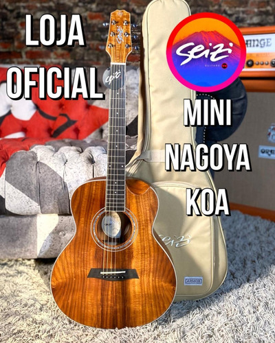 Imagem 1 de 2 de Violão Seizi Mini Nagoya Half Cutaway Koa Com Bag