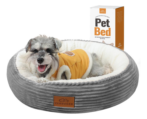 Zerbuger Round Donut Cat And Dog Bed, 23in Bed For Dogs Or C