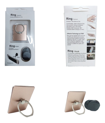 Anillo Soporte Celular Antirrobo Ring Hook 360º Metalizado