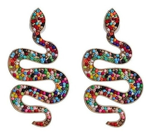 Aretes Largos Con Diseño De Serpiente Con Textura 