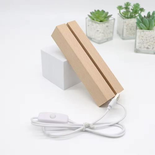 Base De Madera Luz Led Color Fijo Calido