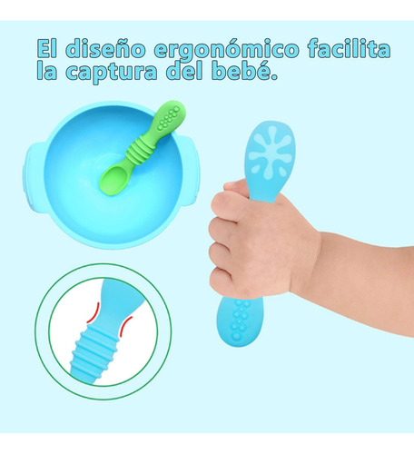 Cucharas Para Bebe De Silicona,juego De 6 Cucharas