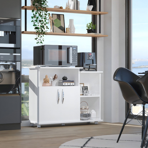 Cocina compacta con armario y encimera de buen color blanco