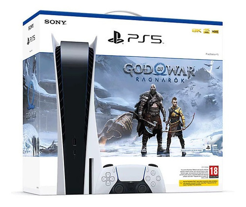 Imagen 2 de 2 de Sony PlayStation 5 CFI-11 825GB God of War Ragnarok Bundle color blanco y negro