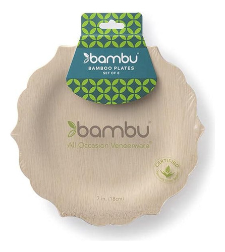 Platos De Bambu Desechables De Veneerware  100% Biodegradab