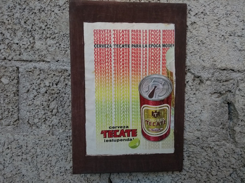 Antiguo Cuadro Cerveza Tecate Cartón Decoración Revista 1973