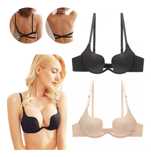 Sujetador Push Up Con Escote En V Profundo Para Mujer
