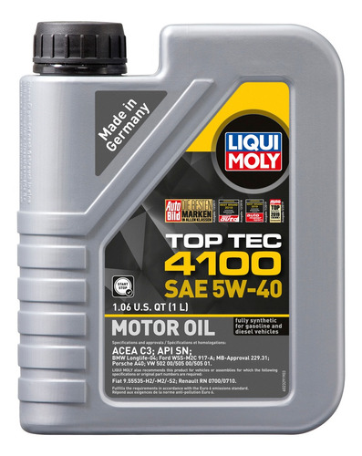 Toptec 1lt 5w40 Aceite Sintetico Motores Gasolina/diesel/gas