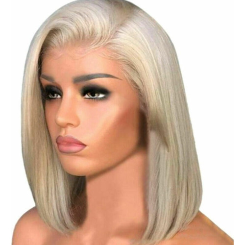 Women's Short Bob Wig With Artificial Gold Straight Lace