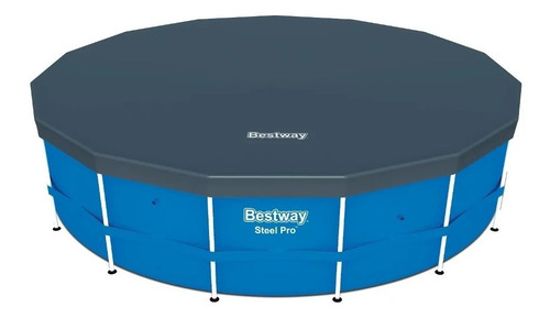 Imagen 8 de 10 de Piscina estructural redonda Bestway 56438 con capacidad de 16015 litros de 4.57m de diámetro gris claro diseño piedra prismática