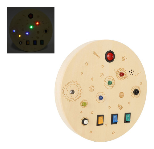 Tablero Sensorial Led Redondo De Madera Para Niños Y Adolesc