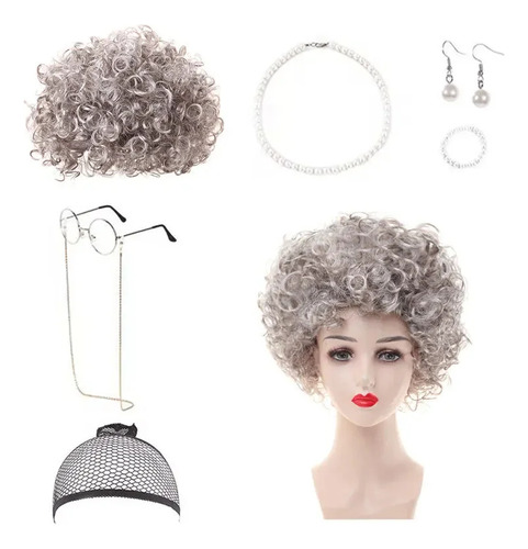 Set De Siete Piezas De Cabello Rizado Castaño Claro - Hallow