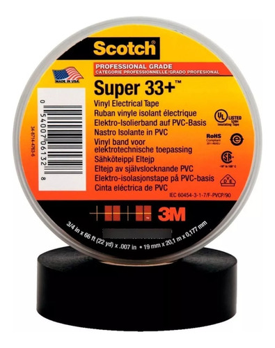 Cinta Aislante Negra 3m Scotch Super 33 Original