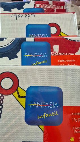 Cubrecama Pique Infantil Tractores Verano 1p1/2 Azul Tractores (Usado)