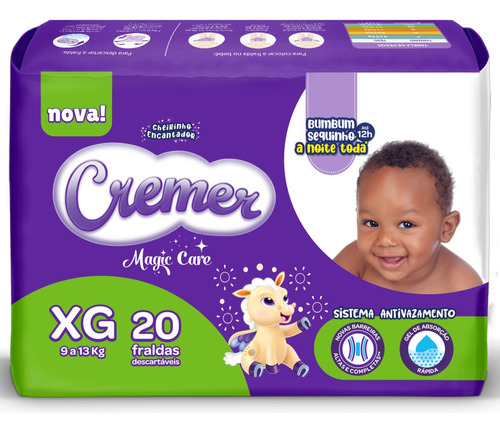 Cremer fraldas descartáveis infantis magic care tamanho XG 20 unidades 