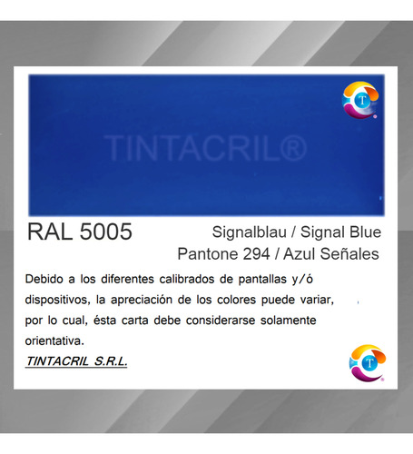 Pintura Epoxi Ral 5005 Kit X 4.5 Lts. Azul Señales Brillante