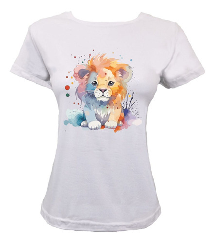 Blusa Playera Leonsito Acuarela Animales Mujer Tallas Extras