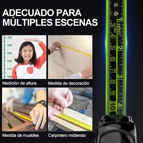 Cinta Metrica Flexometro Retractil Fluorescente 10m Td00660