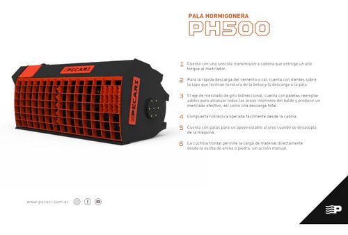 Implemento Pala Hormigonera Pecarí Para Minicargadoras