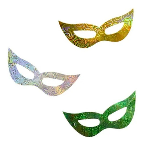 Máscara Carnaval Holográfica Pacote Com 10 Unidades