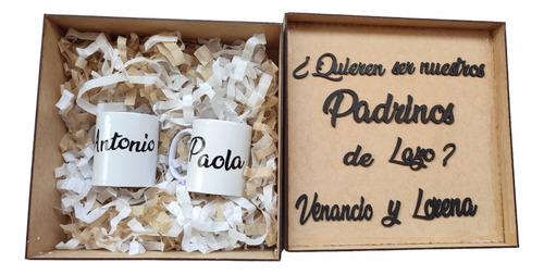 2 Kits Caja Para Pedir Padrinos Personalizada Boda