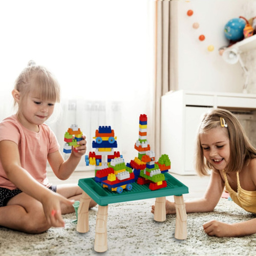 Mesa infantil educativa con bloques de montaje Mega Shopping color azul