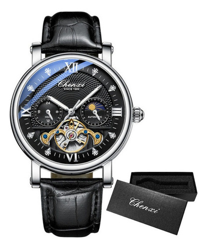 Reloj Automático De Cuero De Lujo Chenxi Tourbillon