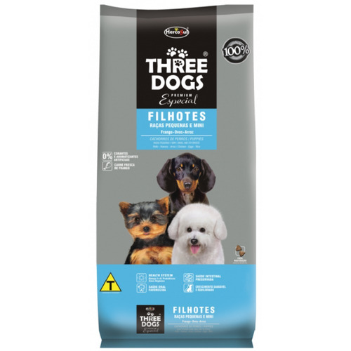 Ração Three Dogs Filhotes Raças Pequenas E Mini 3kg 