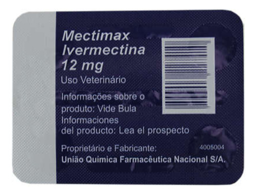 Mectimax Ivermectina 12mg 4 Comprimidos