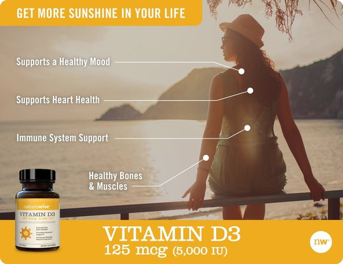 Imagem 5 de 5 de Vitamina D3 5000 Ui 125mcg Naturewise 360 Softgels