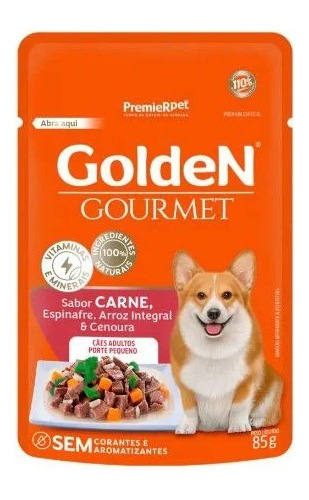 Golden Gourmet Cães Adultos Pequeno Porte Carne 85 G 5 Und.