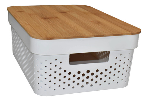 Caja Organizadora Con Tapa Bambu Canastos Multiuso 11 Litros
