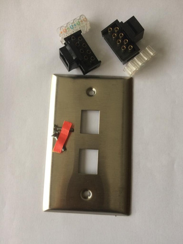 Amp Faceplate/meta./2''x4''/2puertos Y 2xrj-45-c.5-8w Módulo