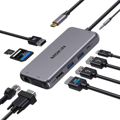 Concentrador Usb C Mokin A Usb 3.0 Hdmi Vga Ethernet Sd/tf U