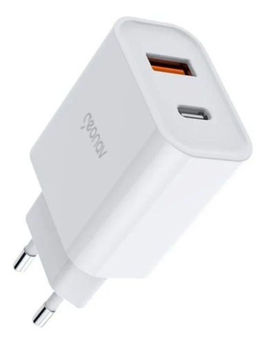 Carregador Ultrarrápido Duplo Power Delivery 20w Quick Charge 18w CH20PDQC Geonav Branco